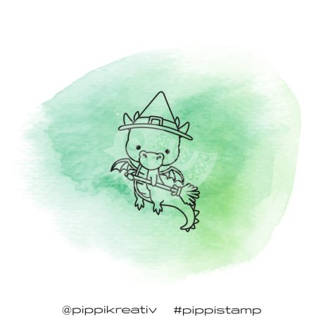 Gumibélyegző , Witch Dragon Halloween/ PIPPI Rubber Stamp (1 db)