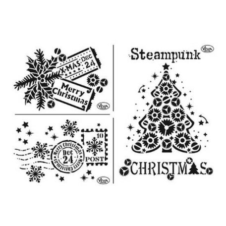 Stencil A4, Steampunk Christmas / ViVa Decor Stencil (1 db)