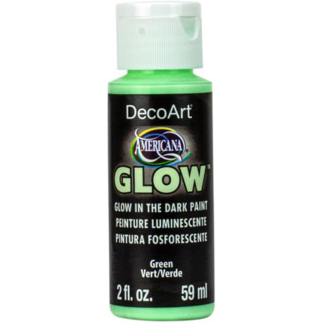 Sötétben világító festék 59 ml, Green Glow in the dark/ DecoArt Americana® GLOW (1 db)