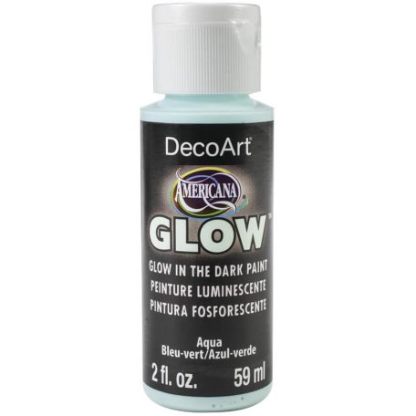 Sötétben világító festék 59 ml, Aqua Glow in the dark/ DecoArt Americana® GLOW (1 db)