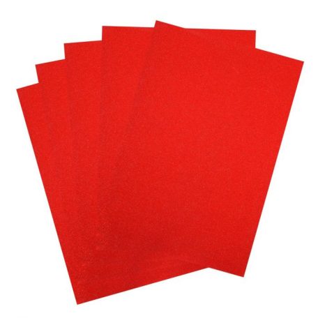 Csillámos karton A4, Red / Glitter paper (5 ív)