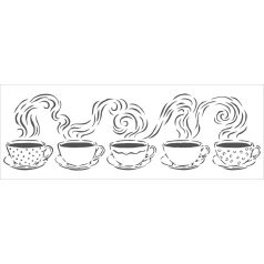 Stencil 16½x6 Inch, Steamy Cups / TCW Stencil (1 db)