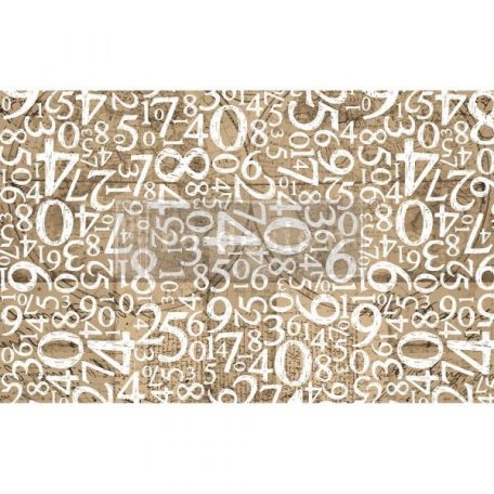 Decoupage papír 19"X30" (49x76cm), Engraved Numbers / Re-Design with Prima Tissue Paper (1 csomag)