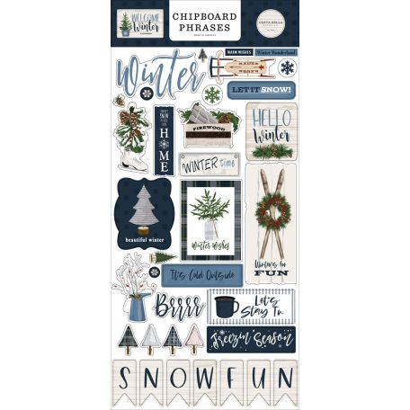 Chipboard , Welcome Winter / Echo Park Chipboard Phrases  (1 csomag)