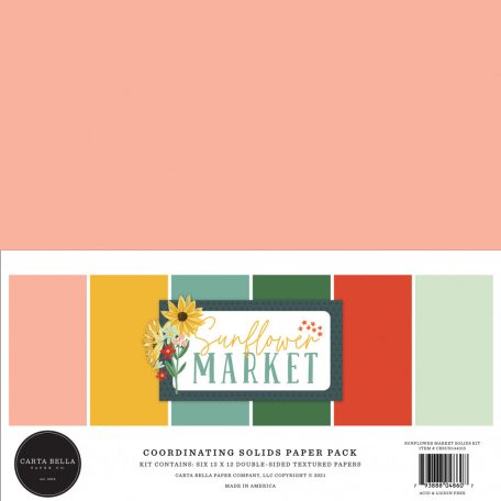 Papírkészlet 12" (30 cm), Sunflower Market Kétoldalas/ Echo Park Coordinating Solids Paper Pack (6 lap)