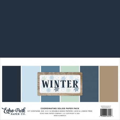 Papírkészlet 12" (30 cm), Winter Kétoldalas/ Echo Park Coordinating Solids Paper Pack (6 lap)