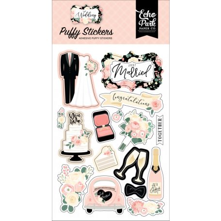 Pufi matrica, Wedding / Echo Park Puffy Stickers (1 csomag)