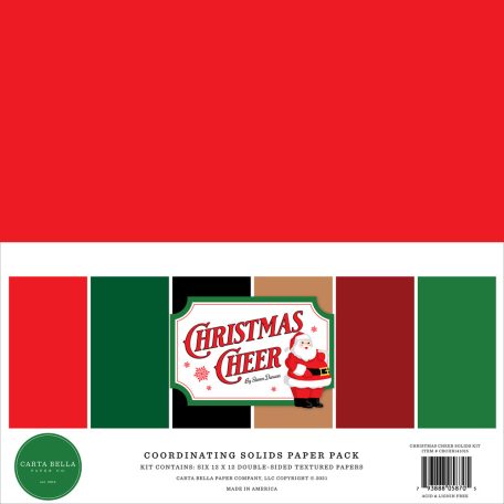 Papírkészlet 12" (30 cm), Christmas Cheer Kétoldalas/ Echo Park Coordinating Solids Paper Pack (6 lap)