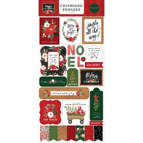 Chipboard , Happy Christmas / Echo Park Chipboard Phrases  (1 csomag)