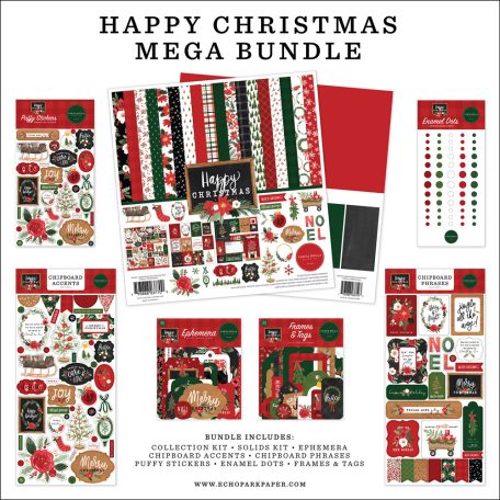 Papírkészlet 12" (30 cm), Happy Christmas / Echo Park Mega Bundle (1 csomag)