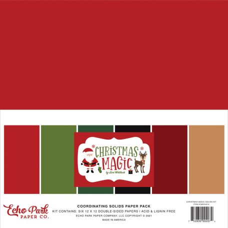 Papírkészlet 12" (30 cm), Christmas Magic Kétoldalas/ Echo Park Coordinating Solids Paper Pack (6 lap)