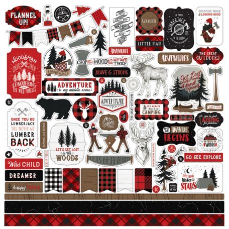 Matrica 12" (30 cm), Let's Lumberjack / Echo Park Element Sticker (1 csomag)