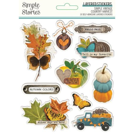 Matrica , Layered Stickers / Simple Stories Vintage Country Harvest (1 ív)