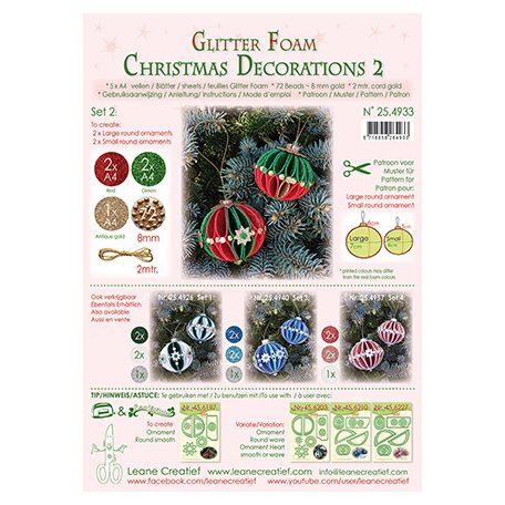 Csillámos Dekorgumi A4, Set 2 / Leane Creatief Christmas Decorations (1 csomag)