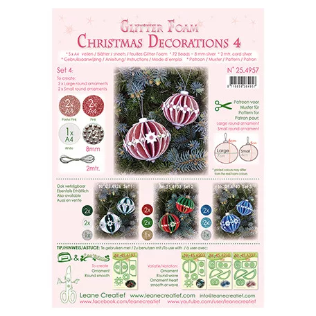 Csillámos Dekorgumi A4, Set 4 / Leane Creatief Christmas Decorations (1 csomag)
