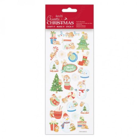 Matrica , Foil Stickers Christmas Sloths / Papermania Create Christmas (1 ív)
