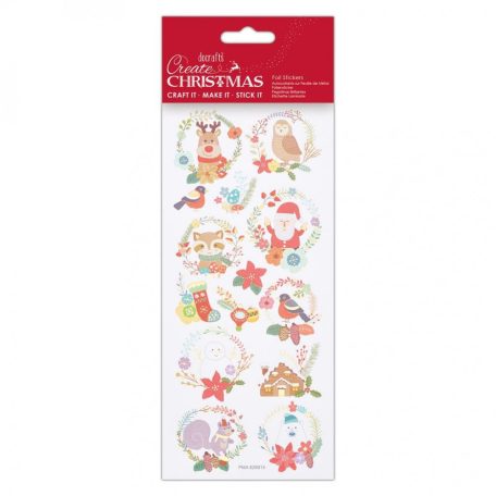 Matrica , Foil Stickers Folk Wreaths / Papermania Create Christmas (1 ív)
