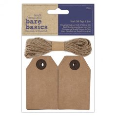   100 db címke , Kraft Gift Tags & Jute / Papermania Bare Basics (1 csomag)