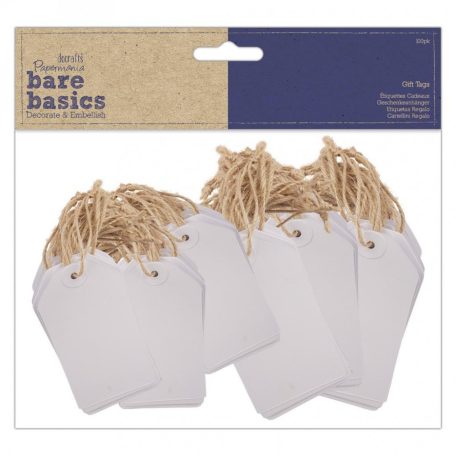 100 db címke , White Tags / Papermania Bare Basics (1 csomag)