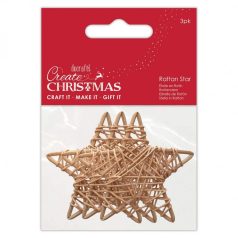   Díszítőelem 60 mm, Rattan Stars / Papermania Create Christmas (3 db)