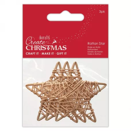 Díszítőelem 60 mm, Rattan Stars / Papermania Create Christmas (3 db)