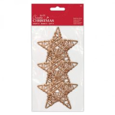   Csillag Díszítőelem 90 mm - Rattan Stars - Papermania Create Christmas (3 db)