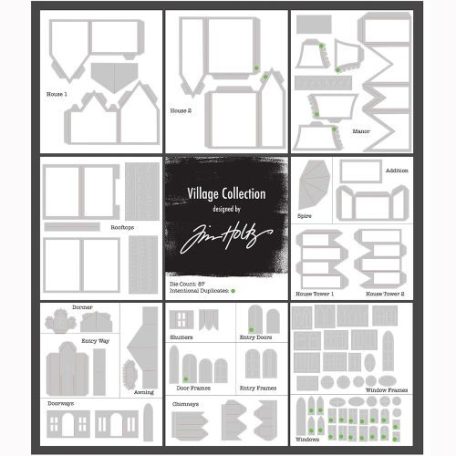 SIZZIX vágósablon, Village Collection Tim Holtz/ Sizzix Thinlits Die (1 csomag)