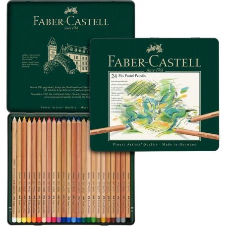Faber-Castell Pitt pasztell művész színes ceruza fémdoboz , Metal Wallet With 24 pcs / Faber Castell Pastel Pencil Pitt (24 db)