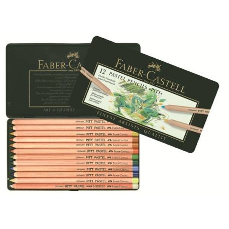Faber-Castell Pitt pasztell művész színes ceruza fémdoboz , Metal Wallet With 12 pcs / Faber Castell Pastel Pencil Pitt (12 db)