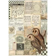 Stamperia Rizspapír A4 - Alchemy owls - Rice Paper (1 ív)