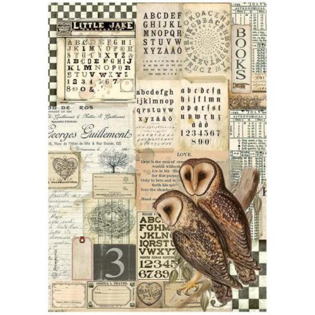 Rizspapír A4, Alchemy owls / Stamperia Rice Paper (1 ív)