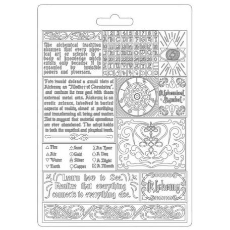 Textúra alap A5, Alchemy writings / Stamperia Soft Mould (1 db)