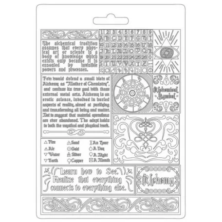 Textúra alap A5, Alchemy writings / Stamperia Soft Mould (1 db)