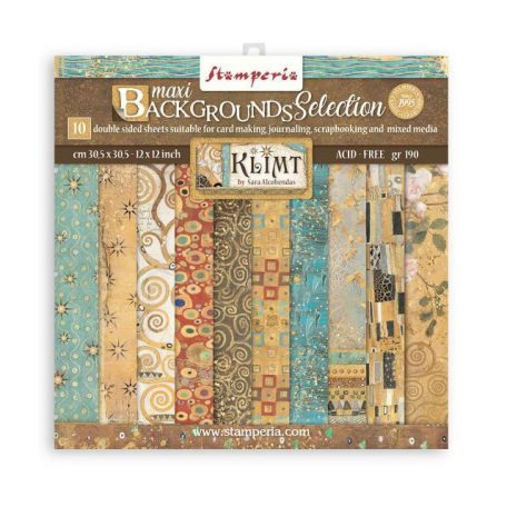 Stamperia Scrapbook papírkészlet 12" (30 cm) - Klimt - Maxi Background selection - Paper Pack (10 ív)