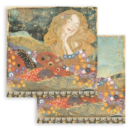 Scrapbook papír 12" (30 cm), Klimt from the Beethoven Frieze / Stamperia Paper Sheets (1 ív)