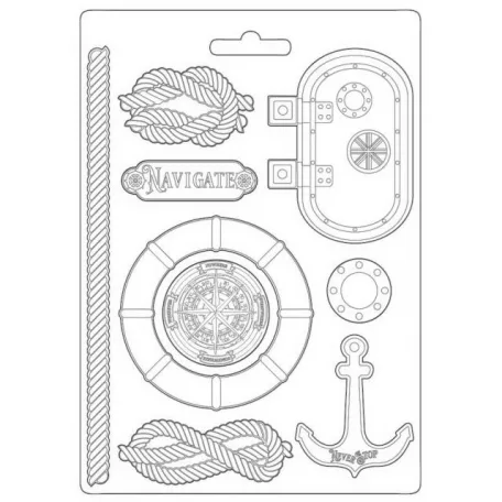 Textúra alap A4, Lady Vagabond Lifestyle navigate / Stamperia Soft Mould (1 db)