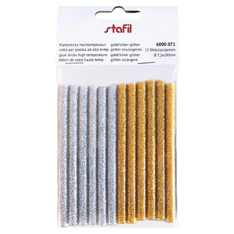 Ragasztórúd 11,2 mm, Gold/silver glitter / Glue Sticks (12 db)