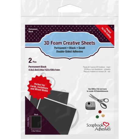 3D ragasztó 1 mm, Creative Sheets Sheets Black Small / Scrapbook Adhesives 3D Foam (2 ív)