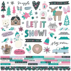   Matrica 12" (30 cm), Cardstock Sticker / Simple Stories Feelin' Frosty (1 ív)