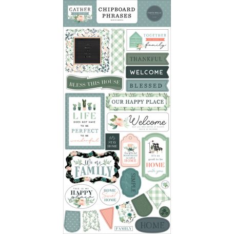 Chipboard , Gather At Home / Echo Park Chipboard Phrases  (1 csomag)