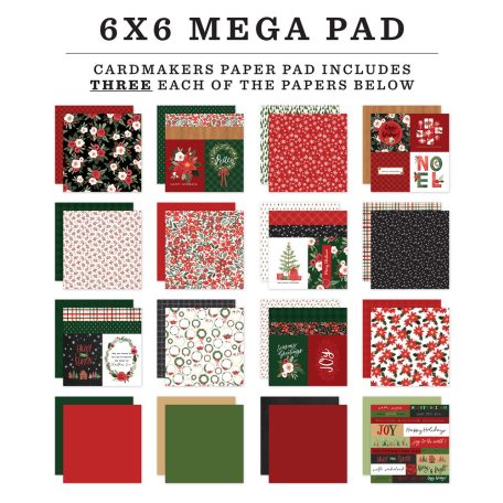 Papírkészlet 6" (15 cm), Happy Christmas / Echo Park Cardmakers Mega Pad (48 lap)