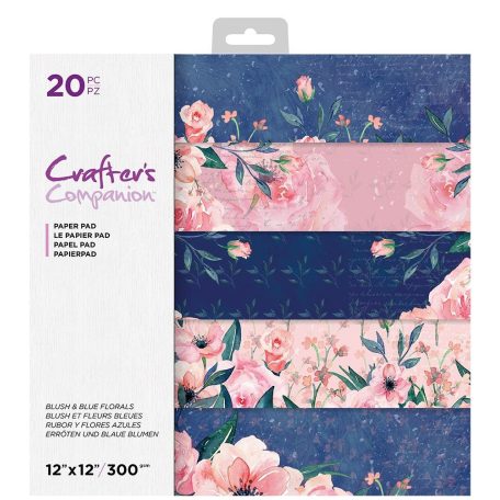 Scrapbook papírkészlet 12" (30 cm), Blush & Blue Florals / Crafter's Companion Paper Pad (20 lap)