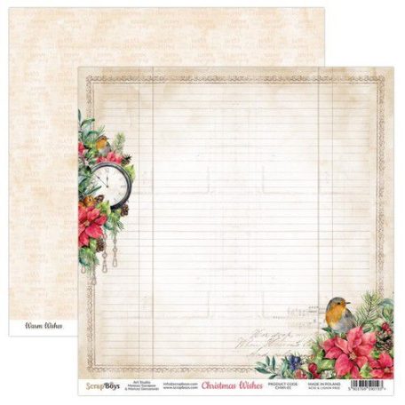 Scrapbook papír 12" (30 cm), Christmas Wishes 1/ ScrapBoys Paper (1 ív)