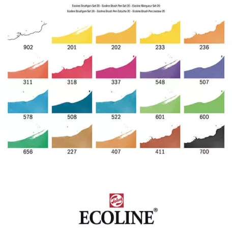 Akvarell ecsetfilc készlet , Set of 20 /  Ecoline Brush Pen (20 db)