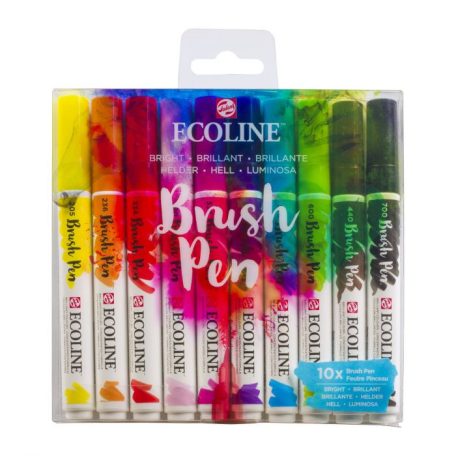 Akvarell ecsetfilc készlet , Set of 10 Bright /  Ecoline Brush Pen (10 db)
