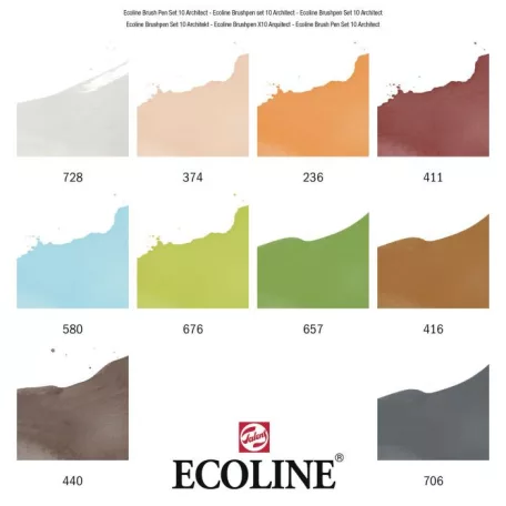 Akvarell ecsetfilc készlet , Set of 10 Architect /  Ecoline Brush Pen (10 db)