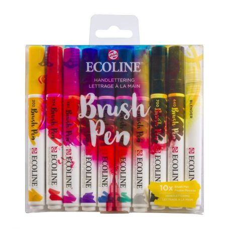 Akvarell ecsetfilc készlet , Set of 10 Handlettering /  Ecoline Brush Pen (10 db)