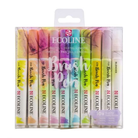 Akvarell ecsetfilc készlet , Set of 10 Pastel /  Ecoline Brush Pen (10 db)