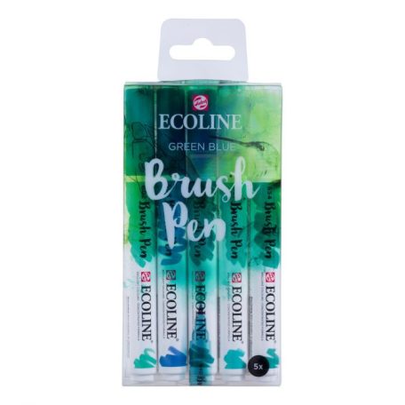 Akvarell ecsetfilc készlet , Set of 5 Green Blue /  Ecoline Brush Pen (5 db)
