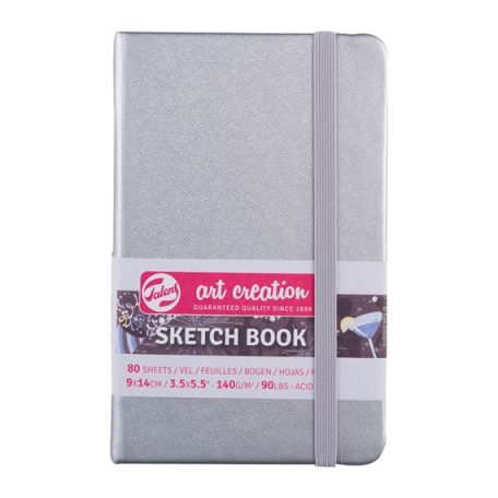 Talens Art Creation Rajz- és Vázlatfüzet 9x14cm, Shiny Silver / Sketch Book (80 lap)
